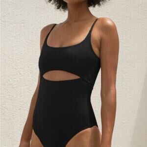 Left On Friday Black One Piece Peak Swimsuit